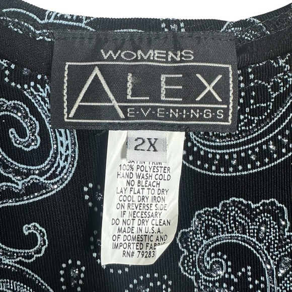 Alex Evenings 2X Black Paisley 2pc Jacket Tank Set Plus Formal Glitter - Picture 7 of 13